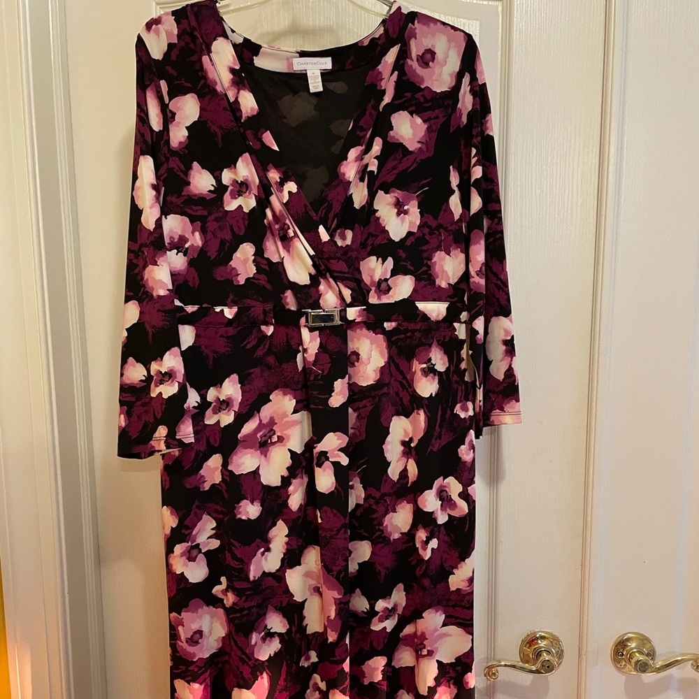 Charter Club Pink and Purple Floral Dress Size XL